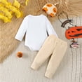 thumbnail image 6 of Kogui My 1st Halloween Baby Boy Outfit My First Halloween Baby Boy Outfit Long Sleeve Pumpkin Romper Pants Set with Hat Newborn Boy Fall Clothes Size 3 6 Months (White,3-6 Months), 6 of 8