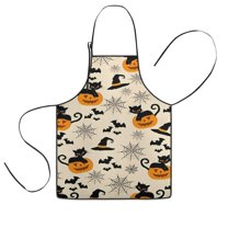 Halloween Black Cats and Pumpkins Kids Aprons for Girls and Boys,Adjustable Neck Strap Toddler Aprons for Kids Cooking Baking,23.6"x19"