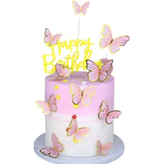 LANGPA 22-Pieces Purple Gold Butterfly Cake Decorations With Happy Birthday  Acrylic Cake Toppers for Baby Shower Wedding Birthday Party Decor (Purple