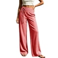thumbnail image 2 of ClodeEU Women's Plaid High Waist Wide Leg Pants ,Casual Loose Trousers with Pockets Red,Women's Plus XXL, 2 of 5