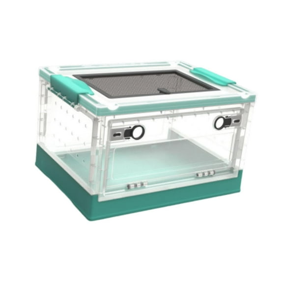 Terrario plegable transparente para reptiles, ideal para escritorio o para mascotas pequeñas. Azul S