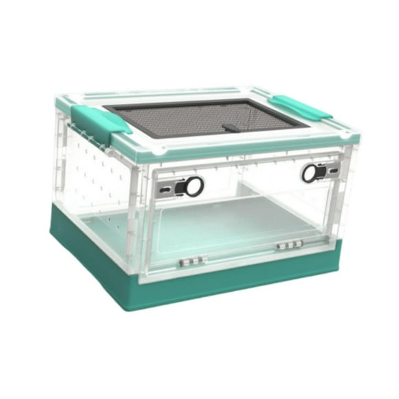 Terrario plegable transparente para reptiles, ideal para escritorio o para mascotas pequeñas. Azul S
