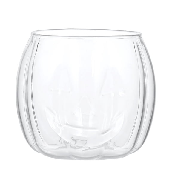 Clearance Under $8 Halloween Pumpkin Glass Cup without Handle – 400ml Borosilicate Beverage Glass with Colorful Stripes, 1-Pack