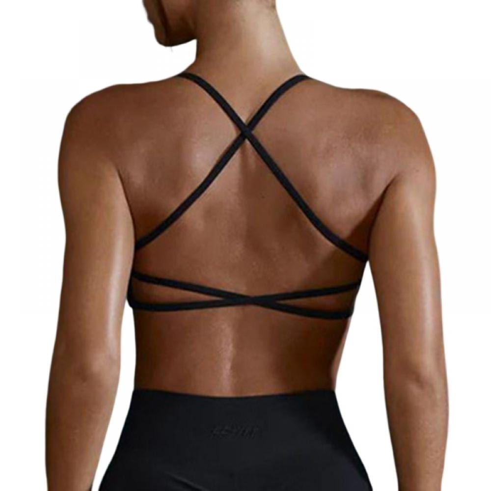 RUUHEE Women Workout Sports Bra Backless Criss Cross Halter Padded Low  Impact Yoga Crop Bras(Small,Black-4) at  Women's Clothing store