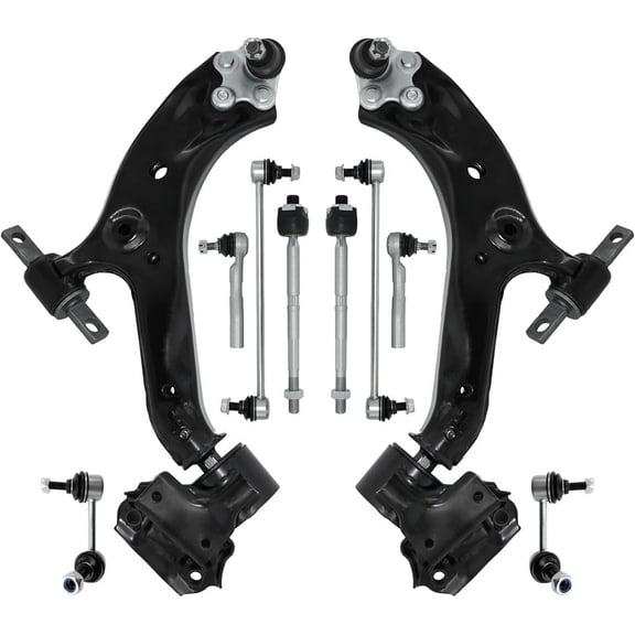 Frenzybro 10 PCs Front Lower Control Arm With Ball Joint Front Rear Sway Bar Outer Inner Tie Rod Replacement For 2012-2014 Honda CRV