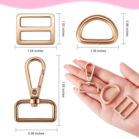 24 Pieces Iron D Rings Swivel Clasps Triglide Slider Buckle Set Key Chain Hooks with D Ring for Bags Lanyard Clips Key Rings Puppy Chains