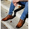 thumbnail image 4 of Jazamé Men's Carson Distressed Cap Toe Tall Motorcycle Miltiary Combat Boots, Cognac, 11, 4 of 6