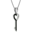 thumbnail image 2 of Dazzlingrock Collection 0.15 Carat (ctw) Round Black & White Diamond Heart Key Pendant with 18 Inch Silver Chain for Women in 18K White Gold, 2 of 5