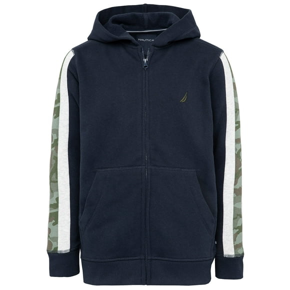 Nautica Boys' Big Fleece Zip-Up Hoodie Sweatshirt, Navy Blue, 10-12