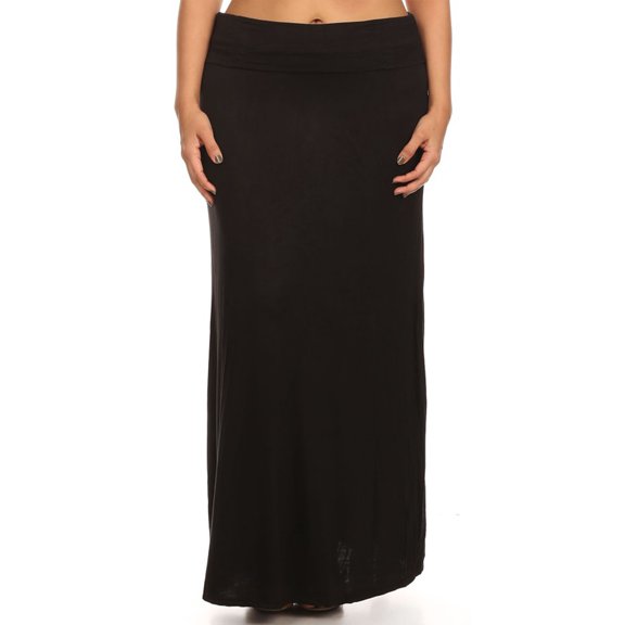 Women's Plus Size High Waist Maxi Skirt Foldable Waistband Relaxed Fit