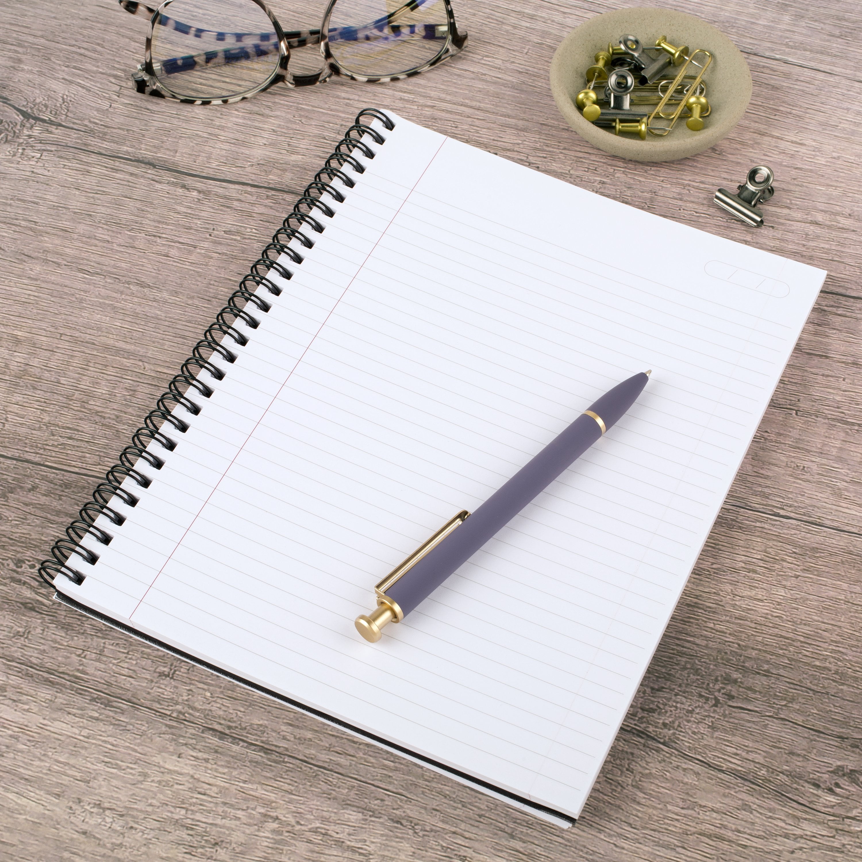 Cambridge Limited Metallic Business Notebook, 6.5" x 8.25", Gunmetal, Flexible Cover, Wirebound, 80 Sheets