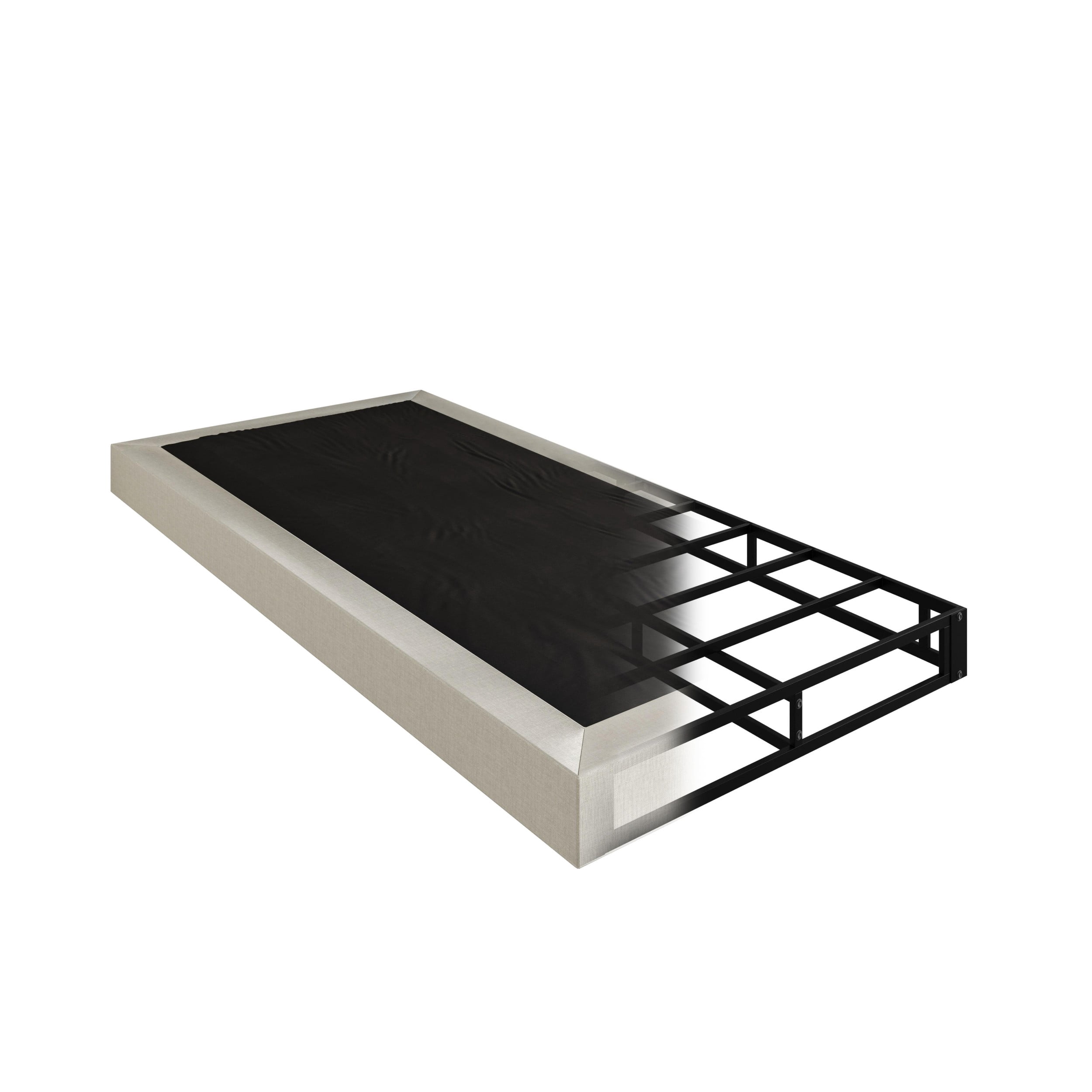 Home Design Walpi Full 5" Metal Box Spring Bed Foundation, Heavy-Duty Steel Support, Warm Gray/Black