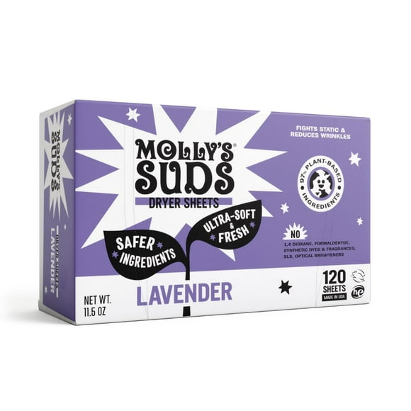 Sábanas suavizantes para secadora Molly's Suds Lavender, 120 hojas