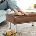 thumbnail image 4 of Gymax Ottoman Footrest Stool PU Leather Rectangular Seat w/Metal Legs Brown, 4 of 10