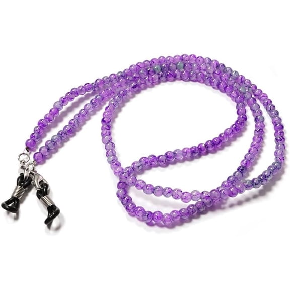 1Pc Eyeglasses Chain 713mm Purple Glass Round Beaded Neck Strap Eye Glasses Cord Stylish Neck Lanyard for Women Reading Writing Everyday Wear colorful