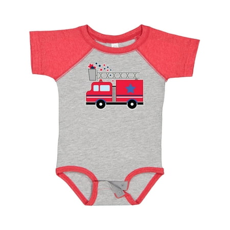 

Inktastic 4th of July Firetruck with Red and Blue Stars Gift Baby Boy or Baby Girl Bodysuit