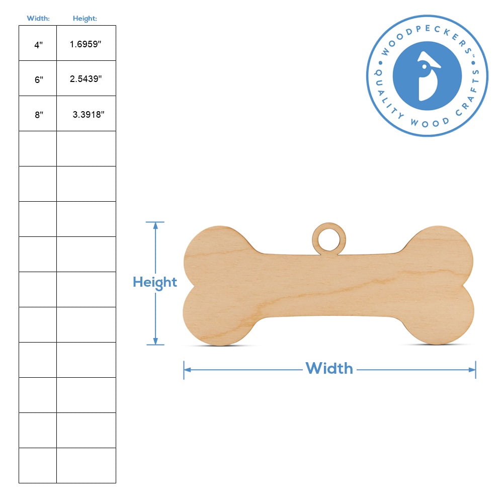 Dog Bone Christmas Ornament 4 inch, Pack of 25 Wood Dog Bones Small Cutouts for Dog Christmas Gift, Crafts & Decor, by Woodpeckers