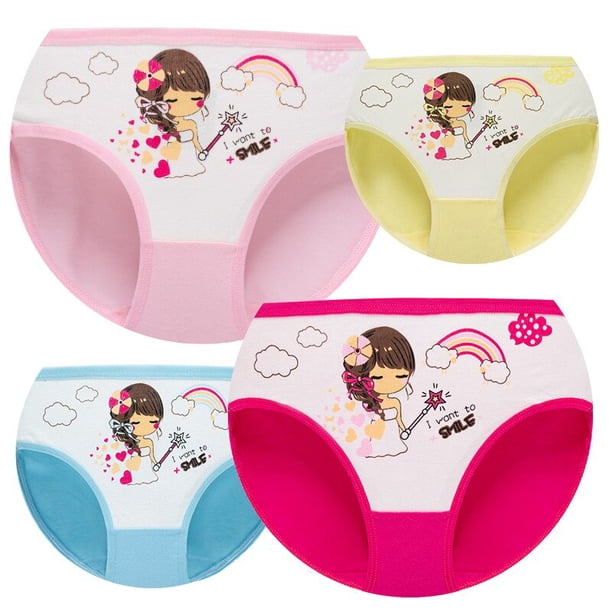 4 unids/lote de ropa interior para niños de 2 a 12 años, bragas de algodón de alta calidad para niñas, calzoncillos bóxer para niños con patrón de gato bonito, pantalones suaves para niñas Tan Jianjun unisex