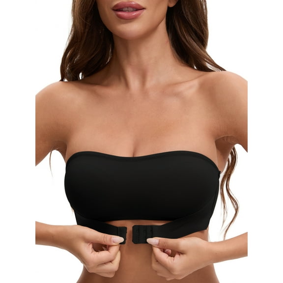 Unique Bargains Women's Strapless Wirefree Bandeau Bras S Black