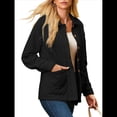 thumbnail image 1 of Chaqueta Acolchada Informal para Mujer, Camisa de Larga con Cuello Abotonado, Chaqueta de Otoño con Bolsillos Negro XL, 1 of 8