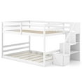 thumbnail image 1 of Costway Full Over Full Low Bunk Bed with Storage Stairs with Full-length Guardrails, 1 of 10