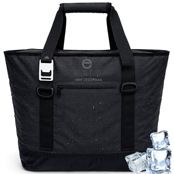 Enthusiast Gear Dry Bag Cooler Tote Collapsible Insulated with Side Pocket Holds 20 Cans Black 20L