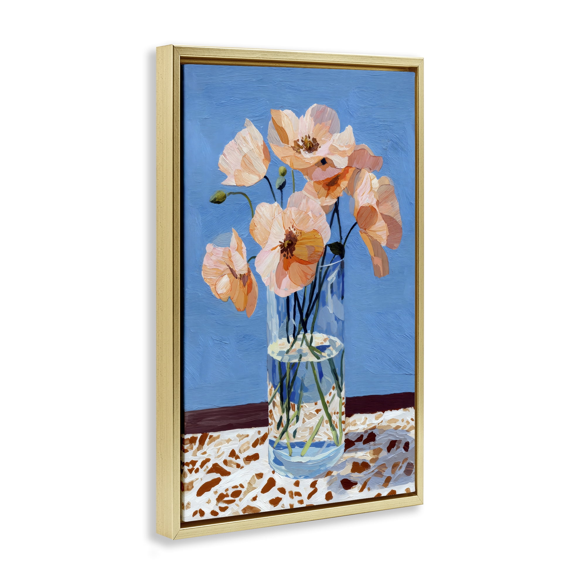 Stupell Industries Bright And Pink Poppies Gold Framed Floater Canvas Wall Art, design by Petal Prints Design