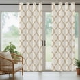 thumbnail image 3 of 2 Panels Outdoor Curtains for Patio Waterproof 54"x108" Beige Moroccan Weatherproof Privacy Outsides Curtains, Morocco Geometric Quatrefoil Lattice Grommet Thermal Drapes for Cabana Porch Pergola, 3 of 8