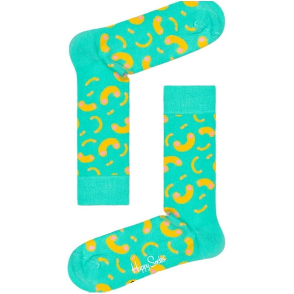 HAPPY SOCKS Men's Macaroni Cotton Crew Socks, Blue, 8-12