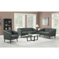 thumbnail image 2 of AC Pacific Mid-Century Modern Grey Polyester Tufted Tuxedo Arm Sofa Set, 2 of 7