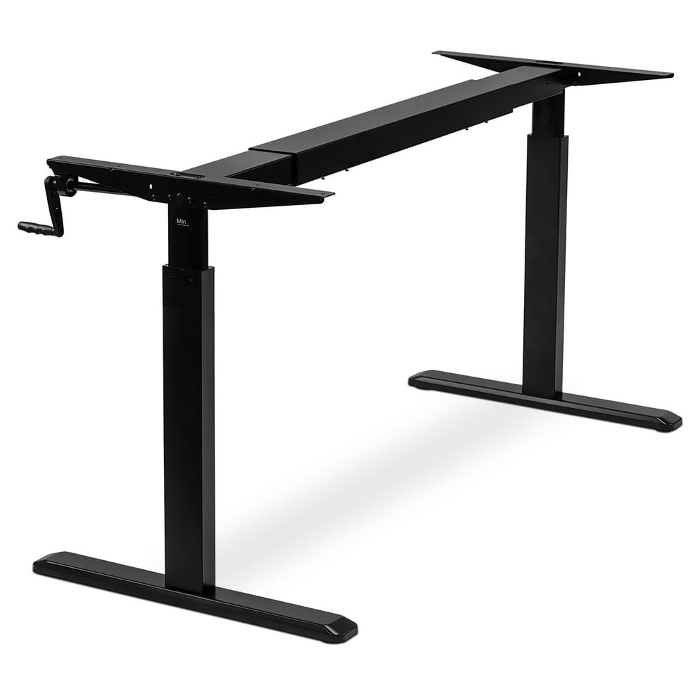 MountIt! Standing Desk with Manual Crank Steel Frame Only Black