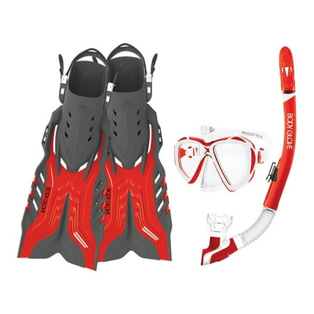 Body Glove Passage Mask Fin and Snorkel Equipment Gear Set w/ GoPro Mount,