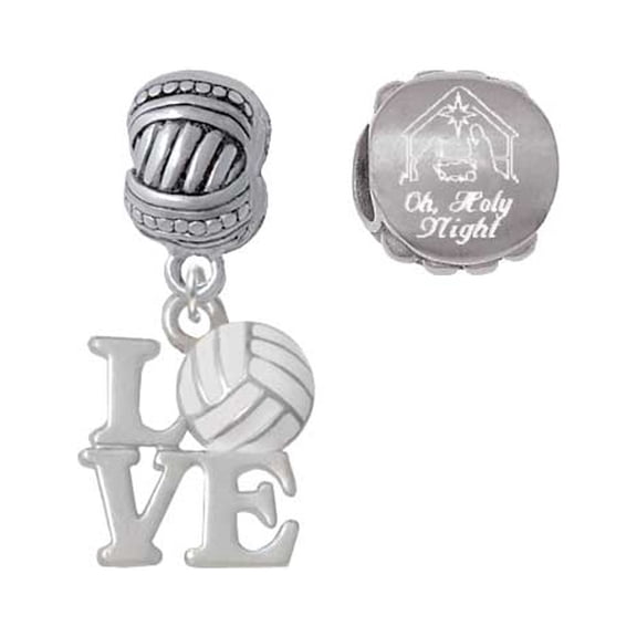 Love with Volleyball Come Let us Adore Him Charm Beads (Set of 2)
