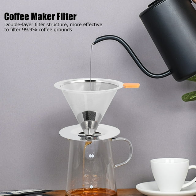 with Handle Paperless Coffee Maker Filter, Coffee Basket Filtering Machine, Easy To Clean for Home Cafe Dinner Room Bar Office Kitchen