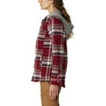 thumbnail image 2 of Dickies Women’s Flannel Hooded Shirt Jacket, Boyfriend Aged Brick Plaid, S, 2 of 7