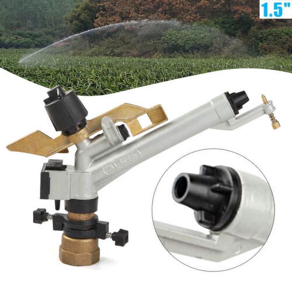 1.5" 360° Adjustable Impact Sprinkler Lawn Water Irrigation Spray Gun Large Area