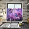 thumbnail image 6 of GZHJMY Purple Flowers and Butterflie Half Window Tier Curtains 24 Inch Blackout Thermal Insulating Kitchen Linen Tier Curtains for Kitchen,Bathroom,Cafe, 6 of 7