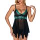 thumbnail image 4 of Gibobby Lencería sexy para mujer Conjunto de lencería sexy con pantalones cortos, sexy cierre frontal, malla negra, manga larga, body para mujer(Verde, XXG), 4 of 5