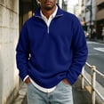 thumbnail image 4 of Men's Business Casual Quarter Zip Sweatshirt Stand Collar Corduroy Long Sleeve Pullover Top Regular Fit Dark Blue M, 4 of 6