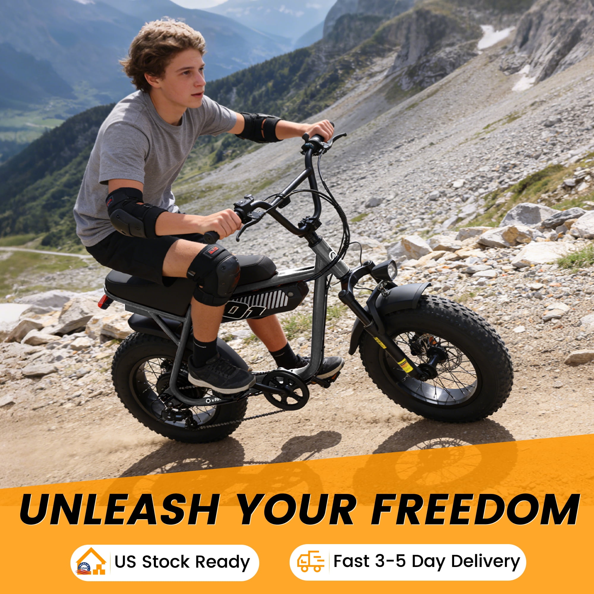 ESKUTE Electric Bike for Adults & Teens, 750W Motor (1500W Peak), 28MPH Speed, 48V 13Ah Battery, 16"x4.0" Fat Tires, 7-Speed, Front Suspension, All-Terrain EBike Gray