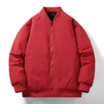 thumbnail image 6 of Aueoeo Men's Bomber Jacket Winter Warm Lightweight Windbreaker Full Zip Casual Jackets With Pockets(Available In Plus Size) Red X-Large, 6 of 6
