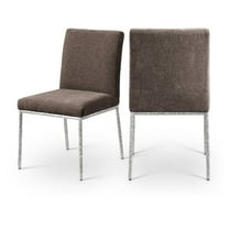 Meridian Furniture Reeves Brown Chenille Fabric Dining Side Chair (Set of 2)