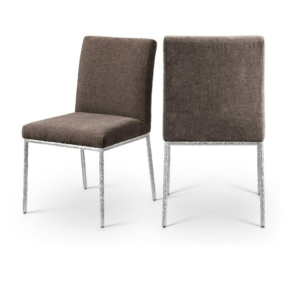 Meridian Furniture Reeves Brown Chenille Fabric Dining Side Chair (Set of 2)