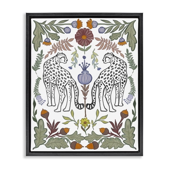 Stupell Industries Southwestern Mirrored Plants with Leopards Black Floating Frame Canvas Art, 17 x 21, by Elizabeth Medley