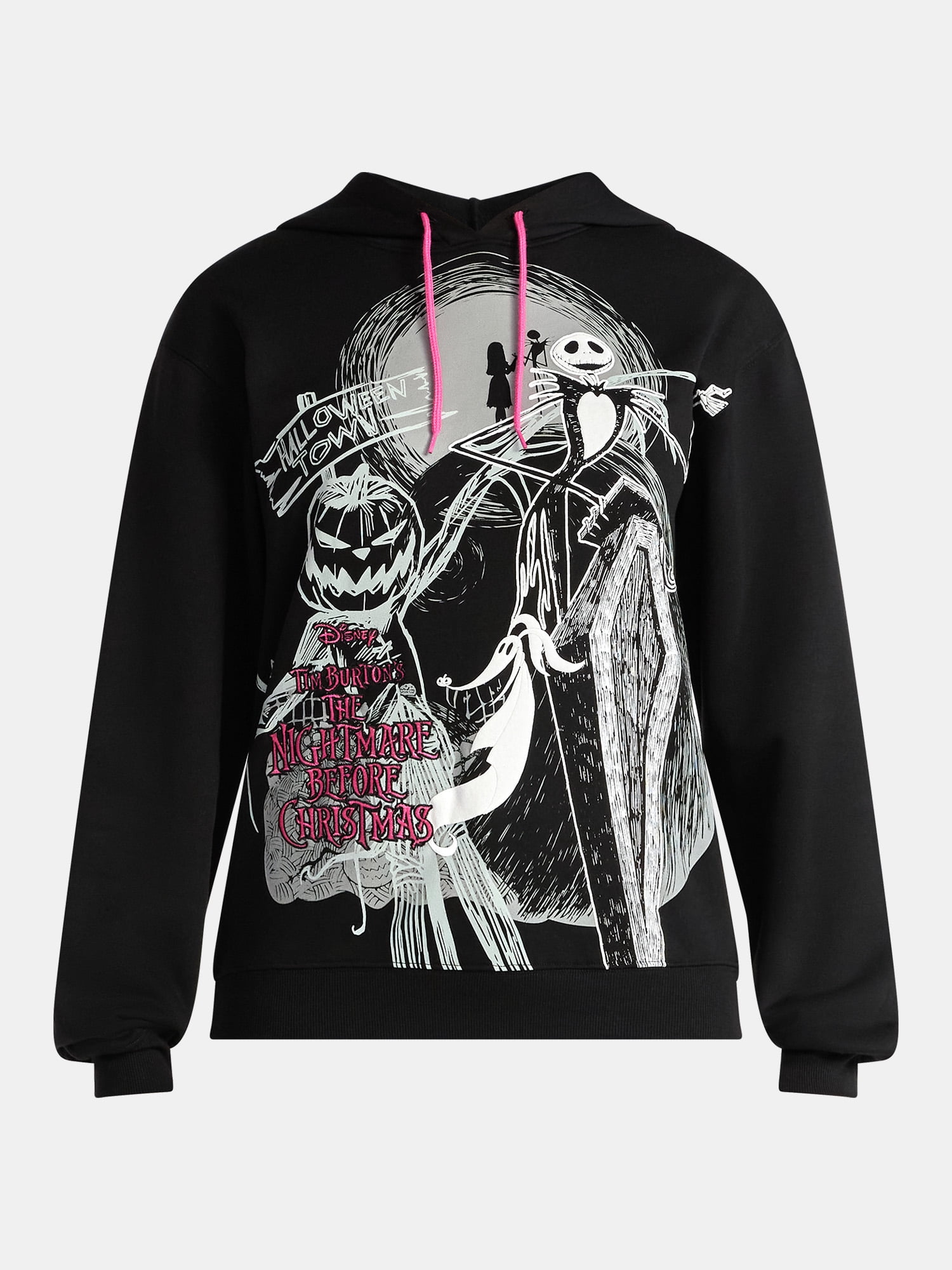 Nightmare Before Christmas Women's Halloween Hoodie Sweatshirt with Long Sleeves, Sizes XXS-XXL