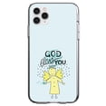 thumbnail image 1 of DistinctInk Clear Shockproof Hybrid Case for iPhone 13 (6.1" Screen) - TPU Bumper, Acrylic Back, Tempered Glass Screen Protector - God Bless You - Angel - Yellow Teal, 1 of 2