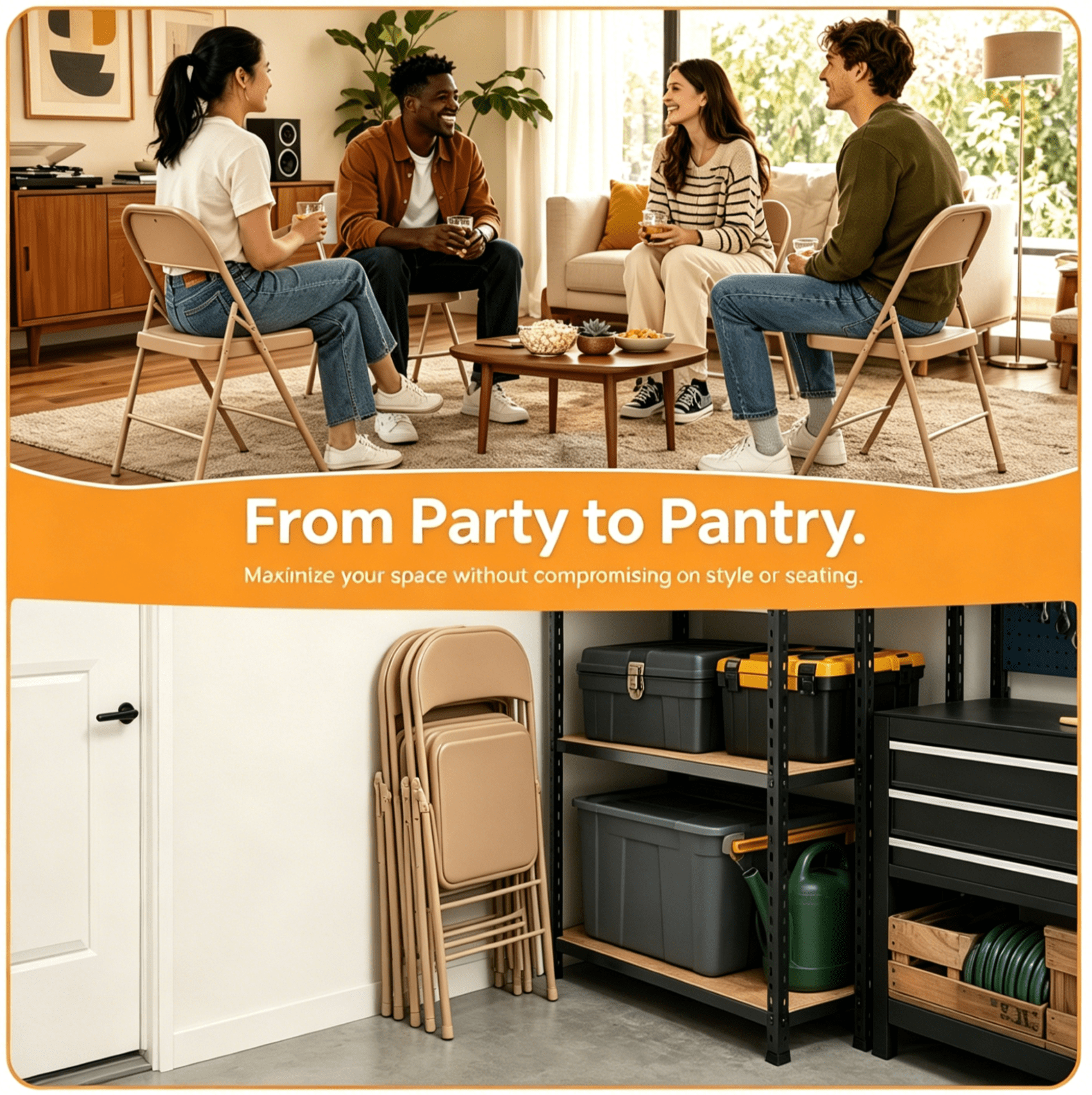 UBesGoo 12 Pack Folding Chairs, Vinyl Cushion Padded Lightweight Foldable Chairs Set of 6, Waterproof Collapsible Chairs for Outdoor Party, Home, Office, Brown