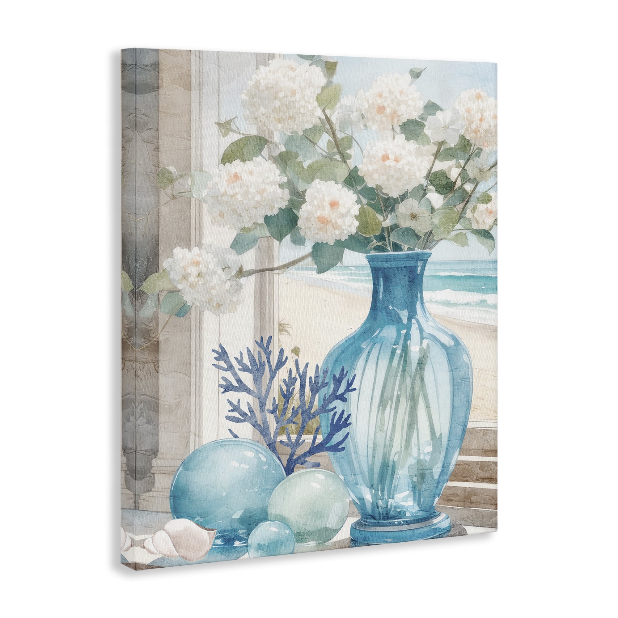 Stupell Industries Sea Glass & Coral Botanical & Floral Painting Gallery Wrapped Canvas Art Print Wall Art, 24 x 30