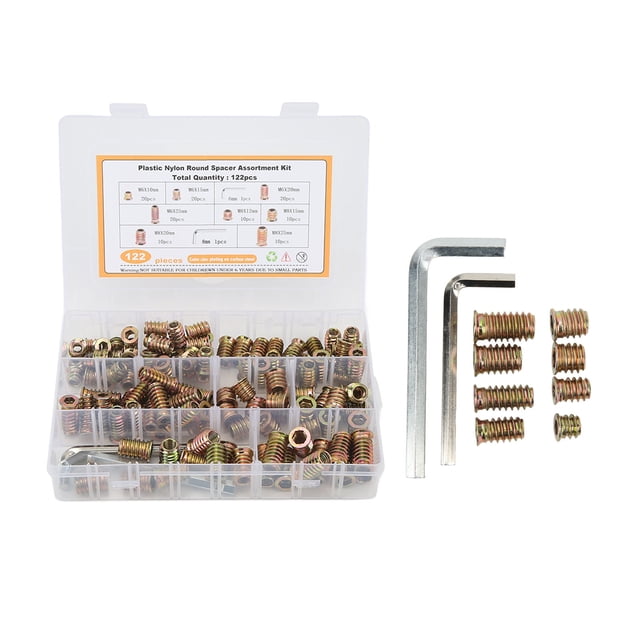 Perno para muebles, 122 piezas, inserto de tuerca con rosca métrica, inserto de rosca métrica, diseño de última generación
