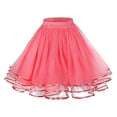 thumbnail image 2 of 3 Layers Petticoat Women's Tutu Skirts Puffy Tulle Ballett Half Skirt for Women Color Watermelon Red Size L, 2 of 3